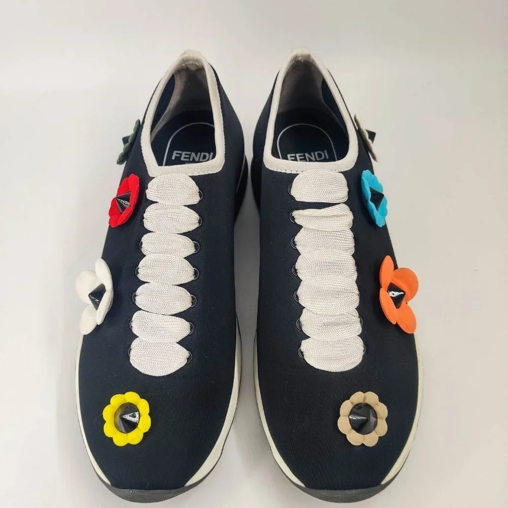 Fendi Neoprene Flowerland Flower Applique Sneakers 39.5 9.5